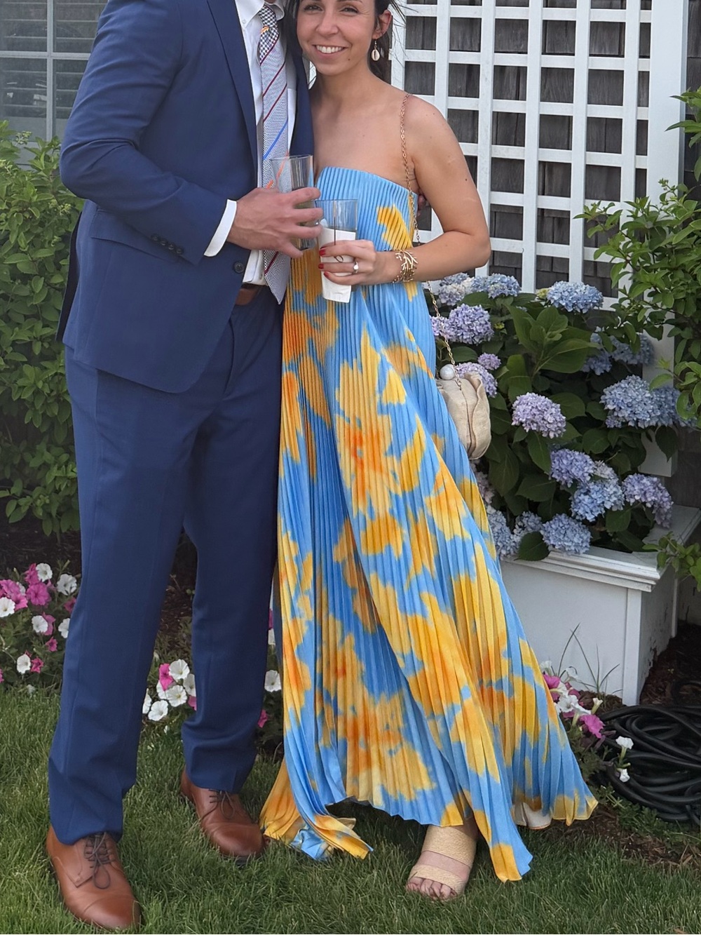 L’IDEE black tie gown in jardin blue AU 8 US 4 small. Hemmed - Picture 4 of 4